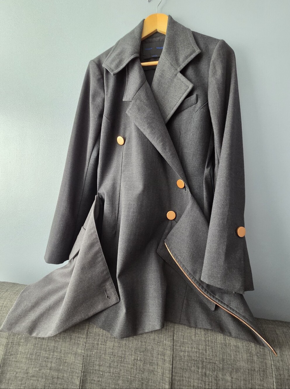PROENZA SCHOULER NWOT CHARCOAL VIRGIN WOOL SILK JACKET BLAZER US 10 - Picture 2 of 15
